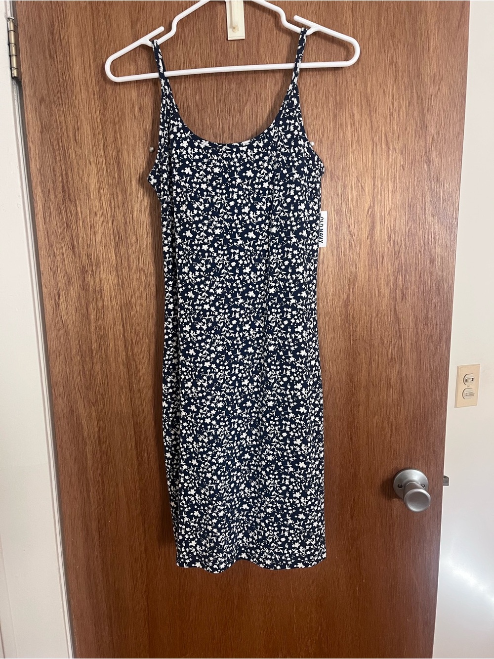 Old Navy Navy and White Floral Midi Slip Dress